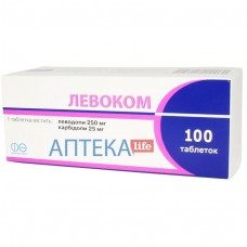 ЛЕВОКОМ таблетки, 250 мг/25 мг №100 (10х10)